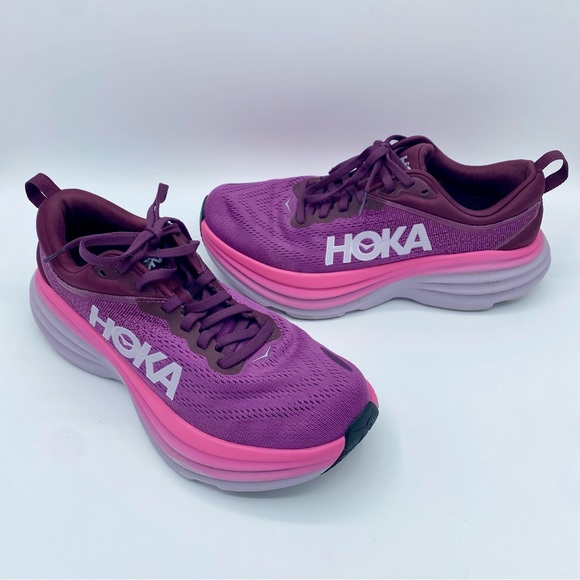 HOKA Beautyberry Grape Wine Bondi 8 Running Shoe Sneaker Size 8 - Picture 2 of 12